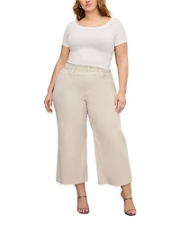 Good Waist High Rise Cropped Palazzo Jeans Bone