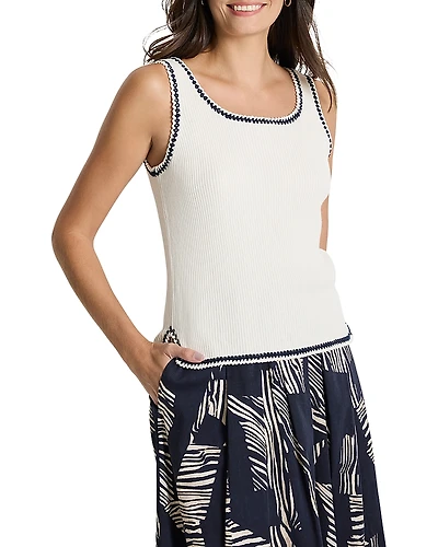 Nic+Zoe Trimmed Rib Knit Sleeveless Top