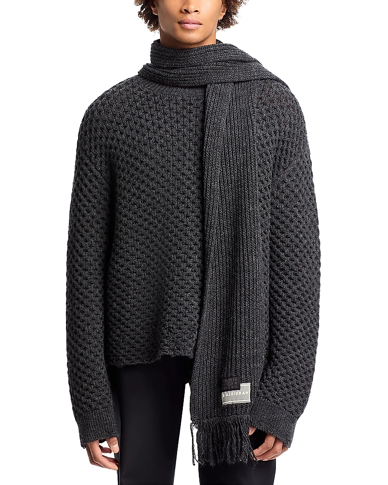 MM6 Maison Margiela Wool Blend Sweater with Integrated Scarf