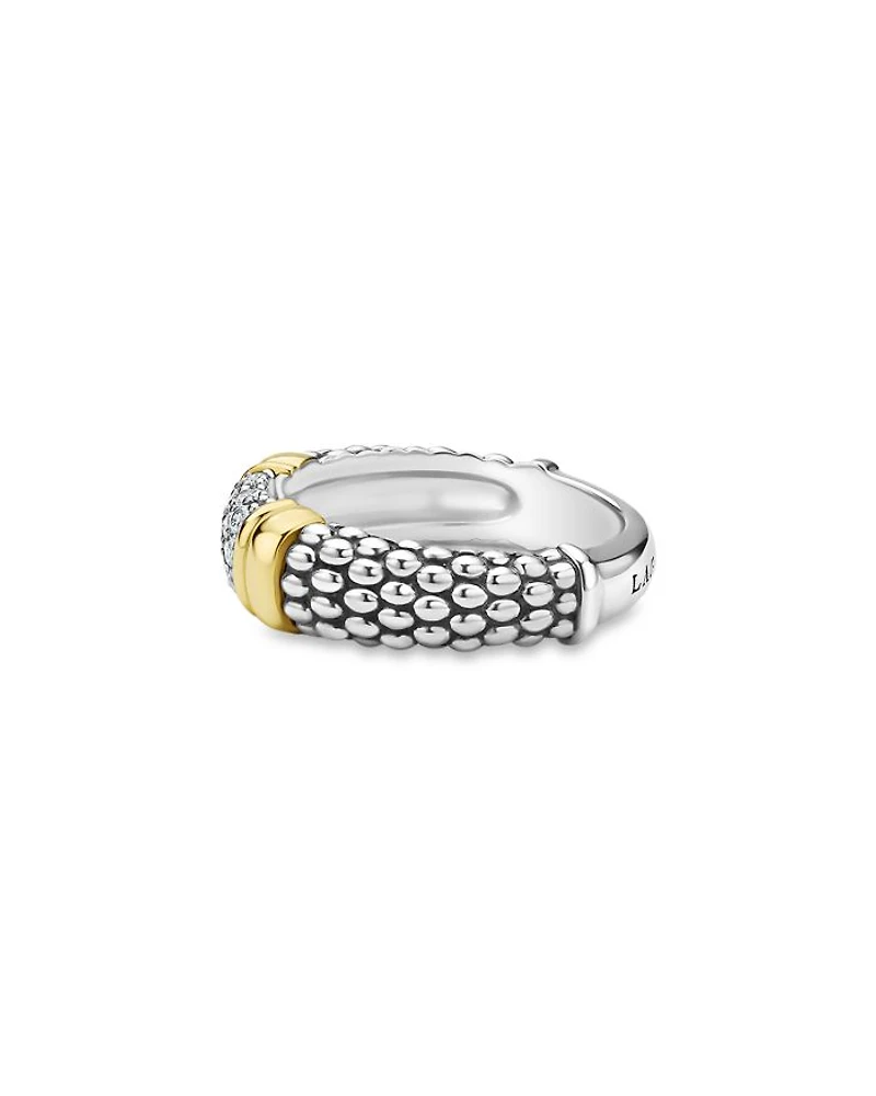 Two Tone Signature Caviar Diamond Ring, 0.266 tcw