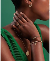 Wicked x Sydney Evan 14K Yellow Gold Emerald Hot Air Balloon Green Cord Slider Bracelet