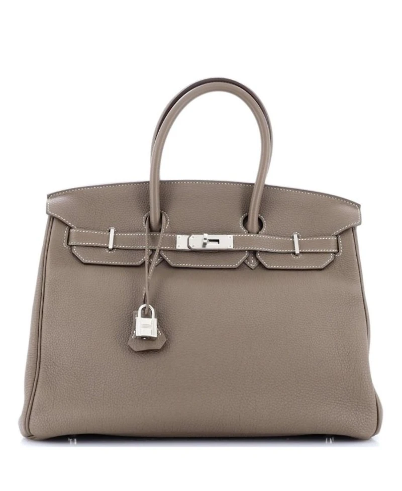 Pre-Owned HERMES Birkin 35 Handbag Grey Togo with Palladium Hardware