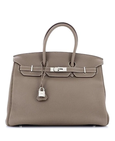 Pre-Owned HERMES Birkin 35 Handbag Grey Togo with Palladium Hardware