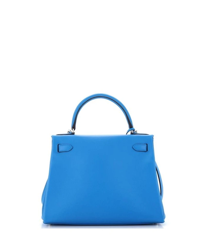 Pre-Owned HERMES Kelly 28 Handbag Verso Evercolor with Palladium Hardware