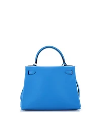 Pre-Owned HERMES Kelly 28 Handbag Verso Evercolor with Palladium Hardware