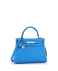 Pre-Owned HERMES Kelly 28 Handbag Verso Evercolor with Palladium Hardware