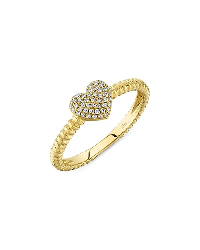 14K Yellow Gold Kate Diamond Heart Ring, 0.12 tcw