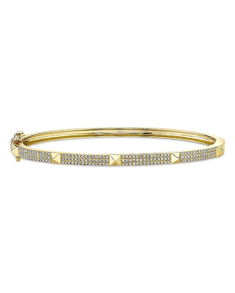 Shy Creation 14K Gold Kate Diamond Pave Pyramid Bangle Bracelet