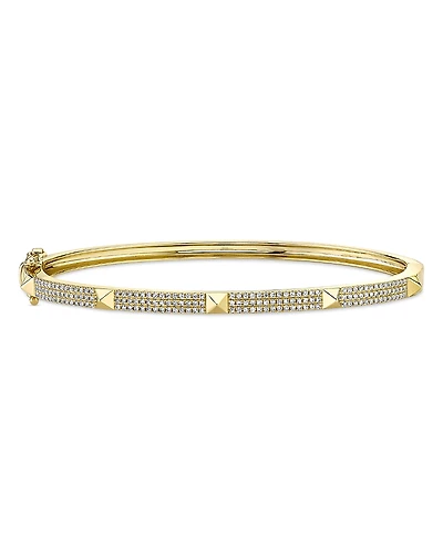 Shy Creation 14K Gold Kate Diamond Pave Pyramid Bangle Bracelet