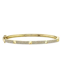 Shy Creation 14K Gold Kate Diamond Pave Pyramid Bangle Bracelet