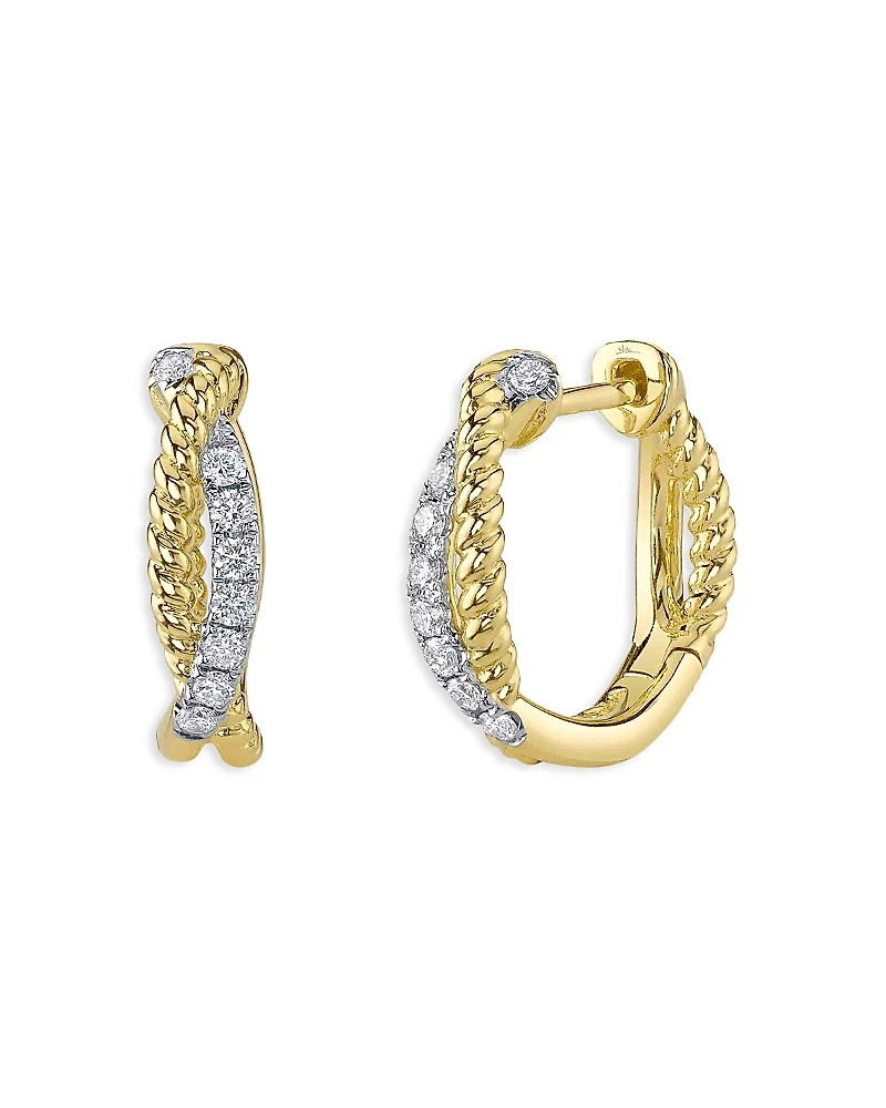 Shy Creation 14K Gold Kate Diamond Entwined Hoop Earrings
