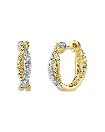 Shy Creation 14K Gold Kate Diamond Entwined Hoop Earrings