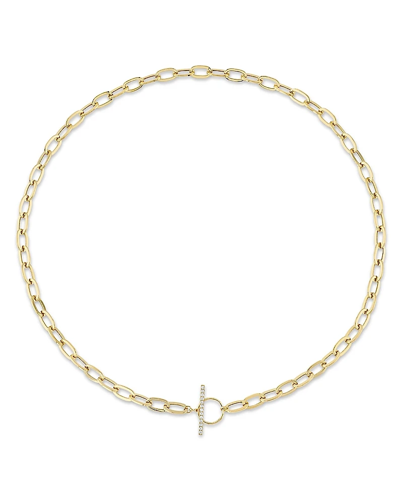 Shy Creation 14K Yellow Gold Kate Diamond Paperclip Link Necklace, 18