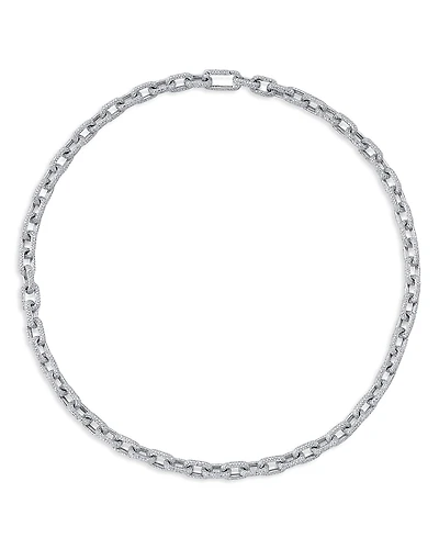 Shy Creation 14K White Gold Kate Diamond Pave Link Necklace