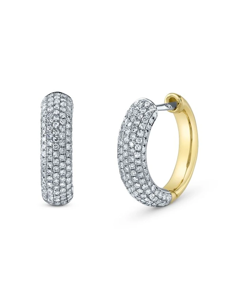 14K Gold Kate Diamond Pavé Huggie Hoop Earrings, 0.58 tcw