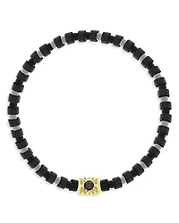 Luis Morais Men's 14K Yellow Gold Shine On Black Diamond Ingot Beaded Bracelet