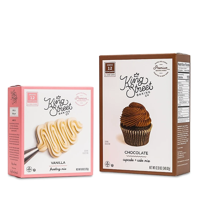 King Street Baking Co Premium Chocolate Cupcake/Cake and Vanilla Frosting Mix Bundle
