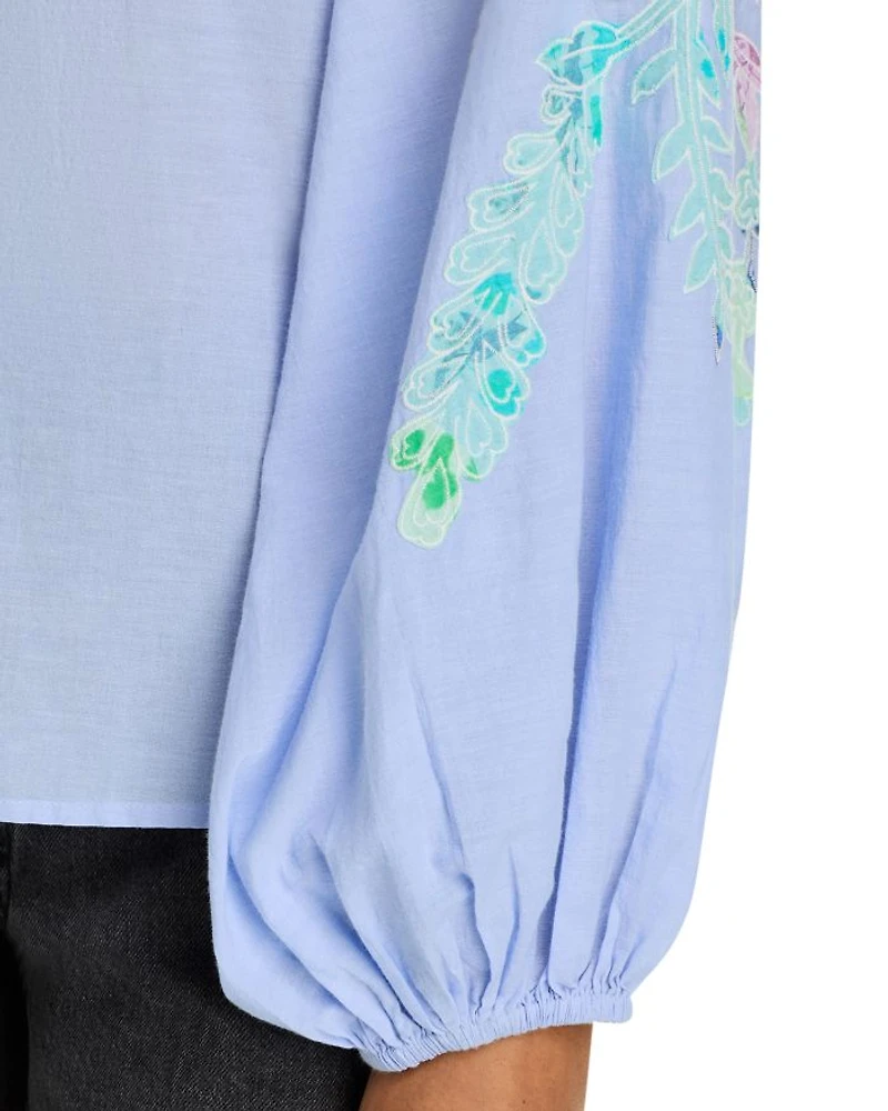 Printed Mandarin Collar Blouse