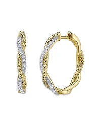Shy Creation 14K Yellow Gold Kate Diamond Rope Twist Hoop Earrings