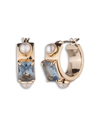 Glass Pearl Stone Hoop Earrings