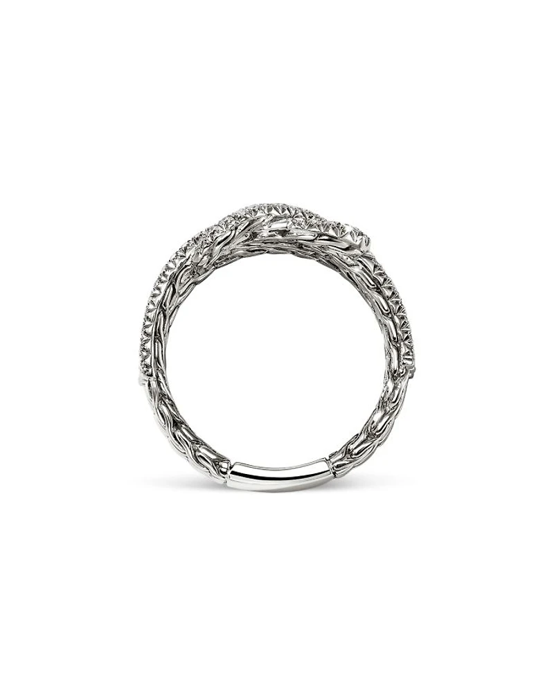 Sterling Silver Love Knot Diamond Multirow Ring