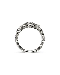 Sterling Silver Love Knot Diamond Multirow Ring