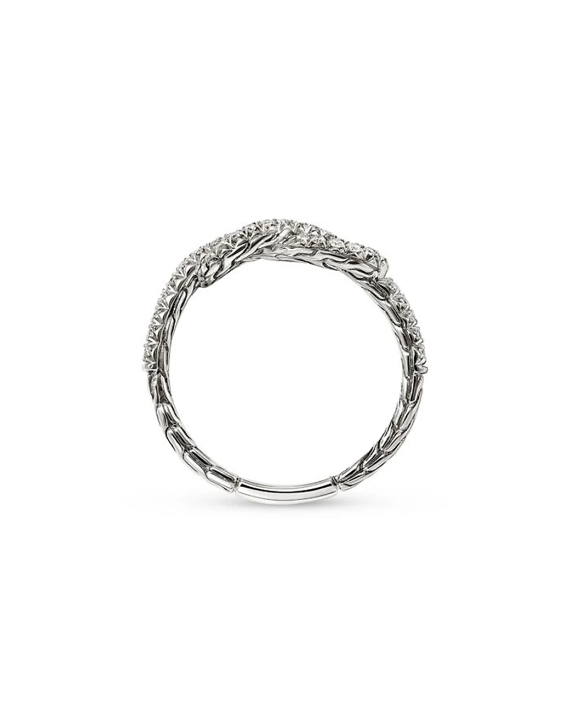 Sterling Silver Love Knot Diamond Ring