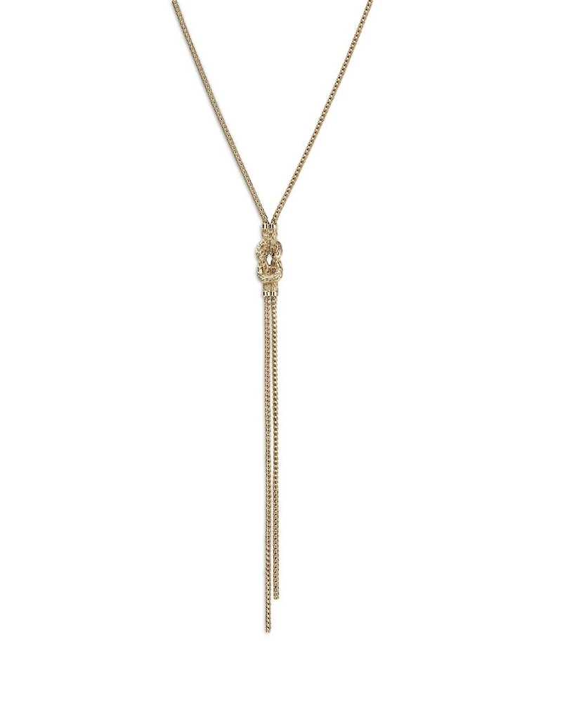 14K Yellow Gold Love Knot Diamond Lariat Necklace, 18-20"