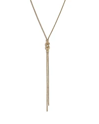 14K Yellow Gold Love Knot Diamond Lariat Necklace, 18-20"