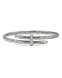 John Hardy Sterling Silver Spear Diamond Pave Flex Bypass Cuff Bracelet