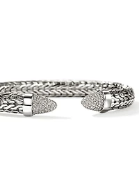 Sterling Silver Spear Diamond Pavé Flex Cuff Bracelet