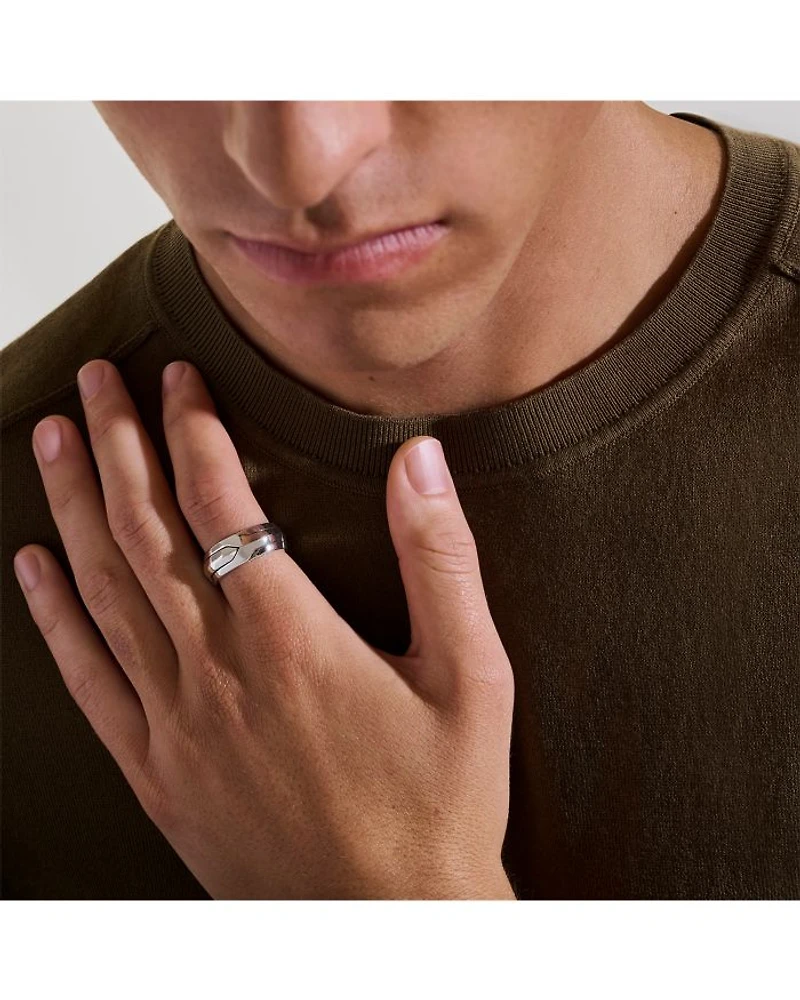 Men's Sterling Silver Icon Polished Geometric Band