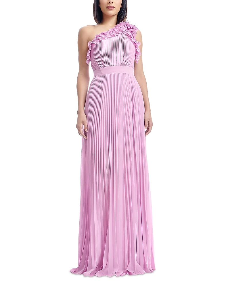 Dress the Population Vida Asymmetric Pleated Gown