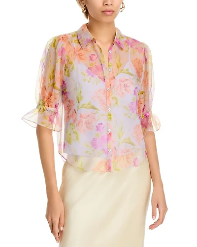 Midnight Tulips Fiona Silk Blouse