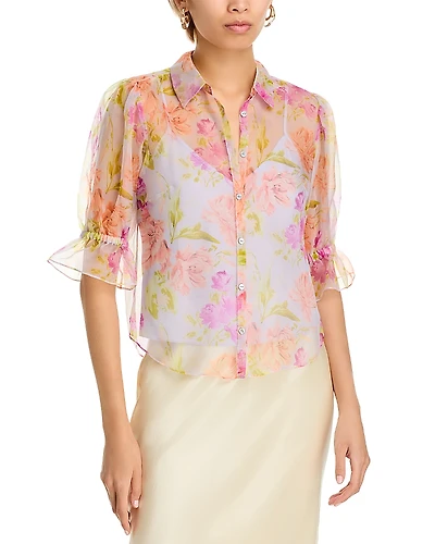 Cinq a Sept Midnight Tulips Fiona Silk Blouse