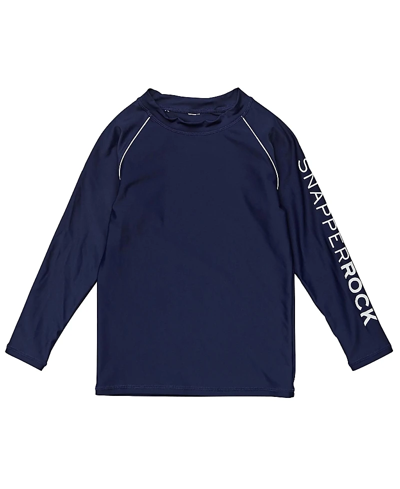 Snapper Rock Boys' Navy Sustainable Long Sleeve Rash Top - Little Kid, Big Kid