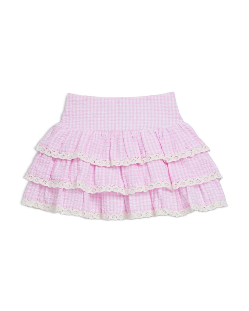 Girls' Lace Trim Seersucker Skirt - Big Kid