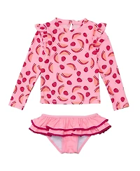 Snapper Rock Girls' Berry Sweet Long Sleeve Ruffle Set