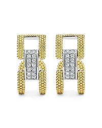 18K Yellow Gold & Sterling Silver Caviar Lux Clip Diamond Pavé Hoop Earrings - Exclusive