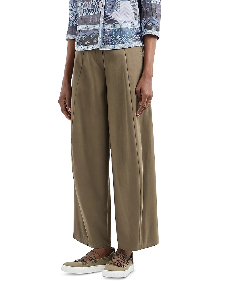 Emporio Armani Stretch Brushed Cotton Barrel Leg Trousers