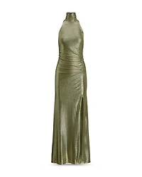 Metallic Sleeveless Turtleneck Gown