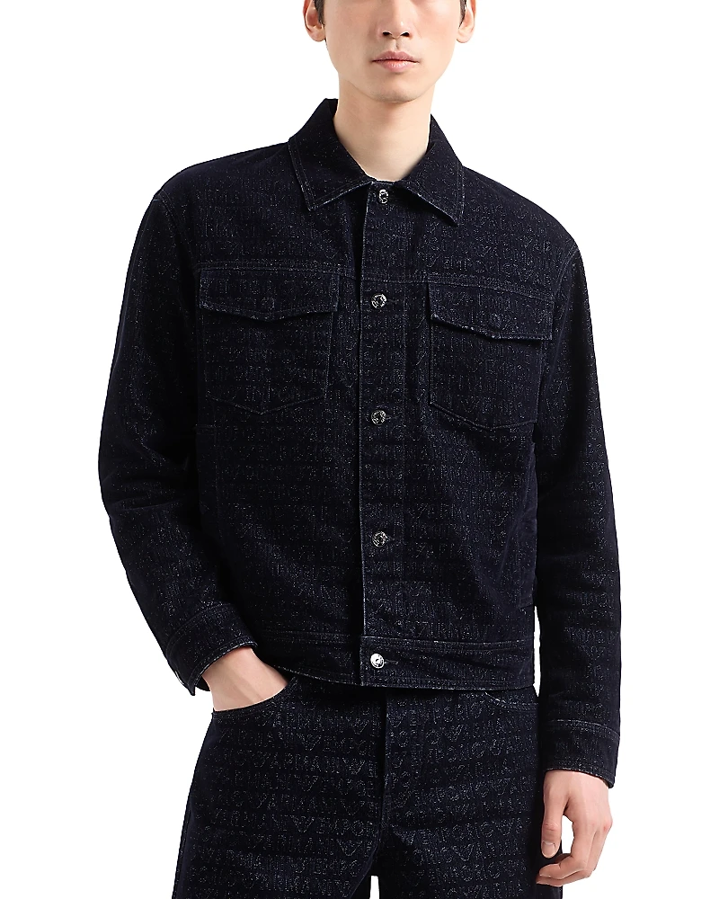 Emporio Armani Regular Fit Flocked Denim Jacket
