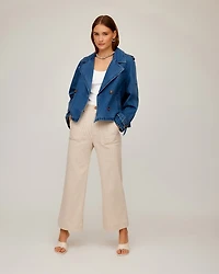 Chelsea Cropped Denim Trench Jacket