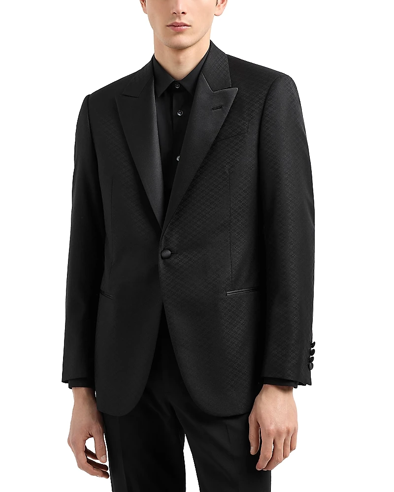 Emporio Armani G Line Regular Fit Wool & Silk Micro Jacquard Dinner Jacket