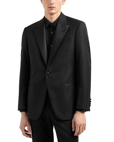 Emporio Armani G Line Regular Fit Wool & Silk Micro Jacquard Dinner Jacket