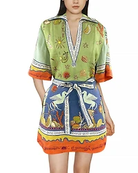 Surrealist Linen Mini Dress