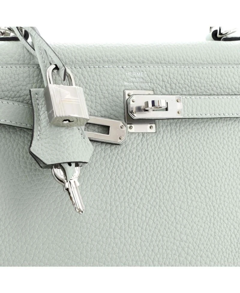 Kelly 25 Handbag Grey Clemence with Palladium Hardware