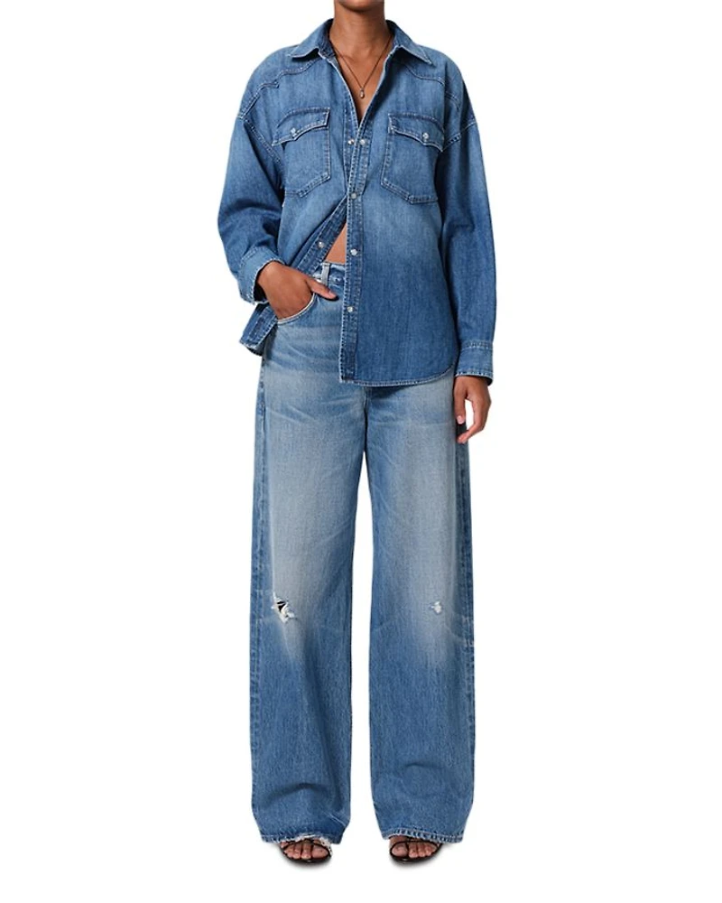 Ayla High Rise Baggy Wide Leg Jeans Solano