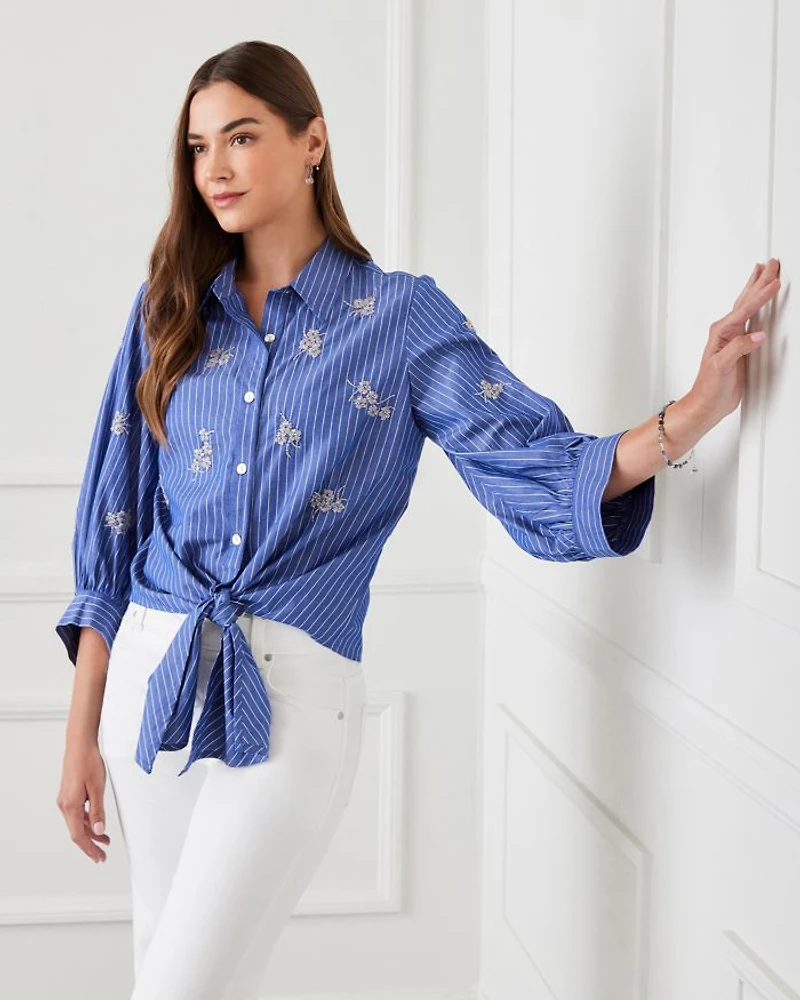 Embellished Tie Front Shirt