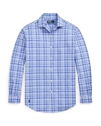 Cotton Classic Fit Long Sleeve Checked Poplin Shirt